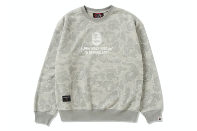 Pre-owned Bape X Alpha Industries Crewneck Sweater Olivedrab