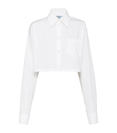 Shop Prada Poplin Cropped Shirt In White