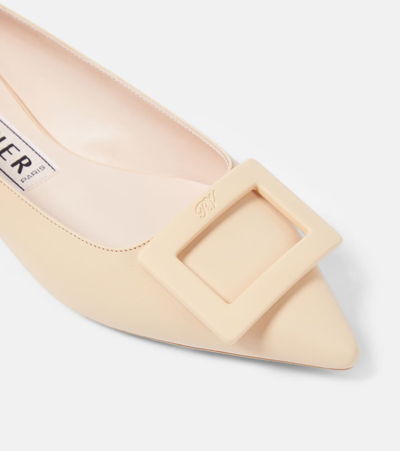 Shop Roger Vivier Gommettine Ball Patent Leather Ballet Flats In Neutrals