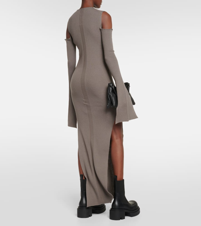 Shop Rick Owens Cutout Wool Maxi Dress In Neutrals