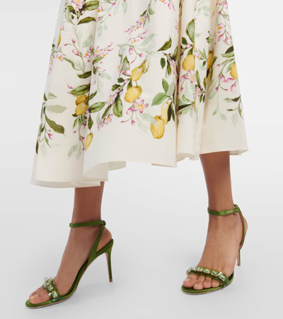 Shop Giambattista Valli Embellished Satin Sandals In Green