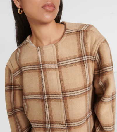 Shop Isabel Marant Checked Wool Blend Coat In Brown