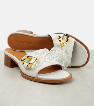 Shop See By Chloé Embellished Leather Mules In White