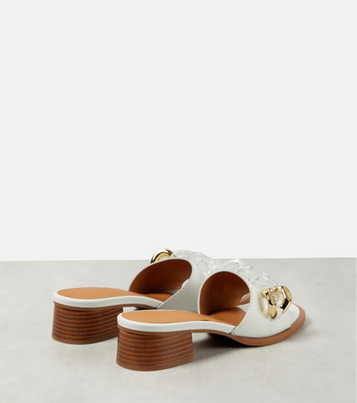 Shop See By Chloé Embellished Leather Mules In White