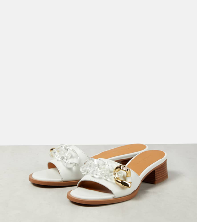 Shop See By Chloé Embellished Leather Mules In White