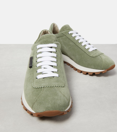 Shop Brunello Cucinelli Suede Sneakers In Green