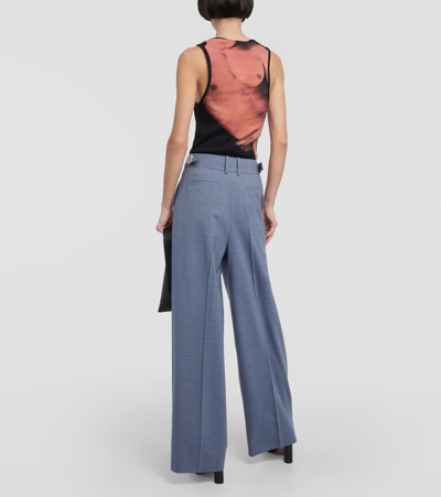 Shop Jw Anderson Wool-blend Palazzo Pants In Blue