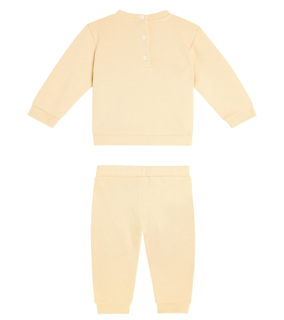 Shop Balmain Baby Cotton Sweatshirt And Sweatpants Set In Beige