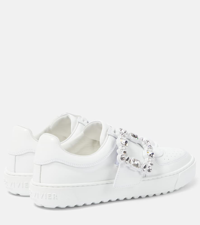 Shop Roger Vivier Very Vivier Embellished Leather Sneakers In White