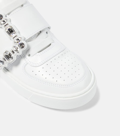 Shop Roger Vivier Very Vivier Embellished Leather Sneakers In White