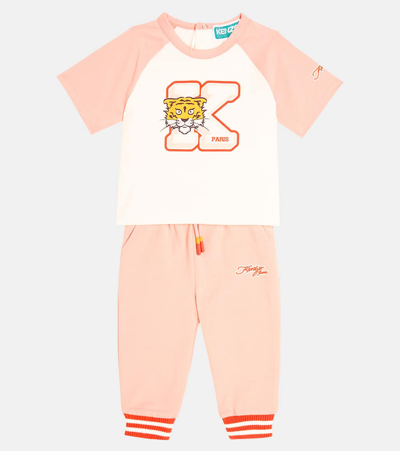 Shop Kenzo Baby Cotton Jersey T-shirt And Sweatpants Set In Multicoloured