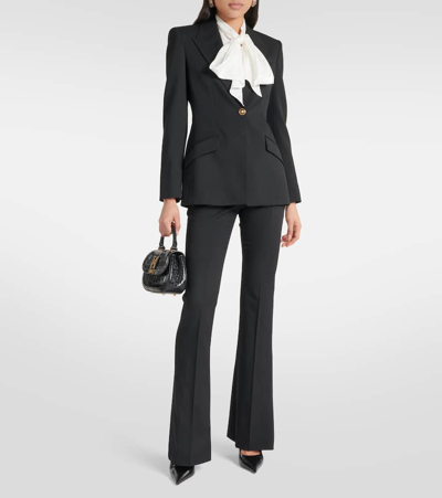 Versace Single-breasted Wool Blazer In Black