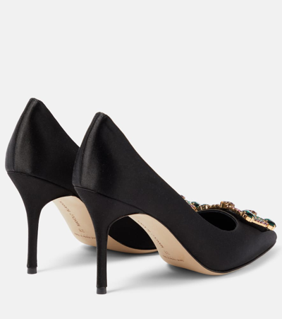 Shop Manolo Blahnik Vitala Satin Pumps In Black