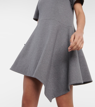 Shop Jw Anderson Asymmetric Knitted Minidress In Grey