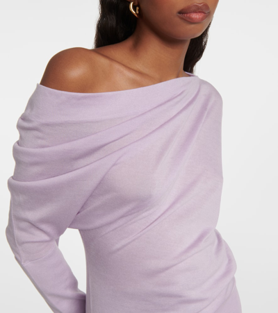 Tom Ford Off-shoulder Cashmere And Silk Sweater In Purple