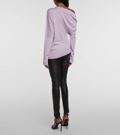 Shop Tom Ford Off-shoulder Cashmere And Silk Sweater In Purple