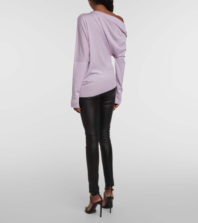 Tom Ford Off-shoulder Cashmere And Silk Sweater In Purple