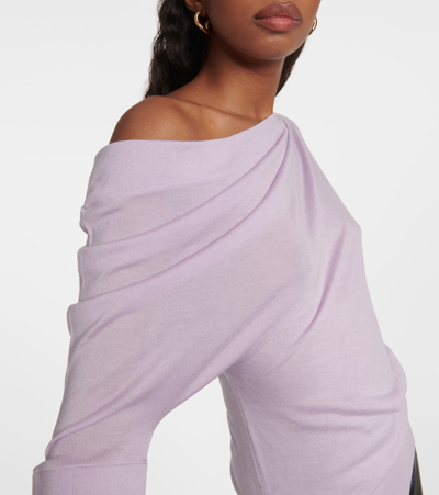 Shop Tom Ford Off-shoulder Cashmere And Silk Sweater In Purple