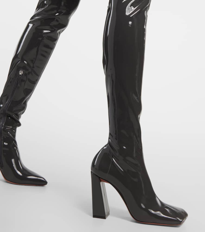 Amina Muaddi Marine Stretch 95 Latex Over-the-knee Boots In Grey