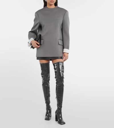 Amina Muaddi Marine Stretch 95 Latex Over-the-knee Boots In Grey