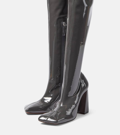 Amina Muaddi Marine Stretch 95 Latex Over-the-knee Boots In Grey