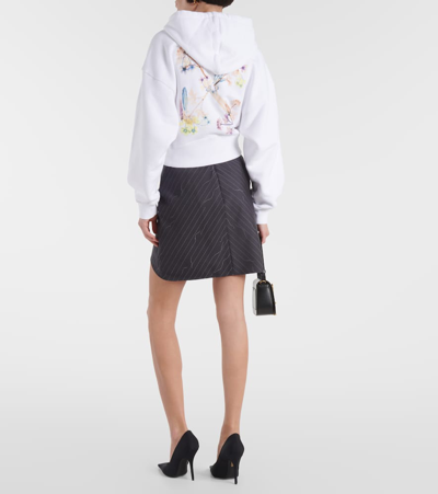 Shop Off-white Printed Cropped Hoodie In Multicoloured