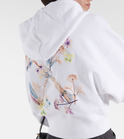Off-white Printed Cropped Hoodie In Multicoloured