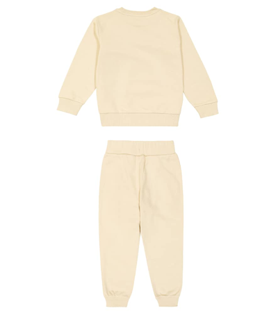 Shop Balmain Cotton Fleece Sweatshirt And Sweatpants Set In Neutrals