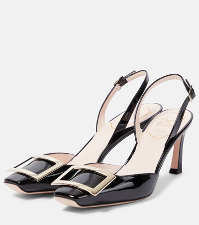 Shop Roger Vivier Trompette 70 Patent Leather Slingback Pumps In Schwarz