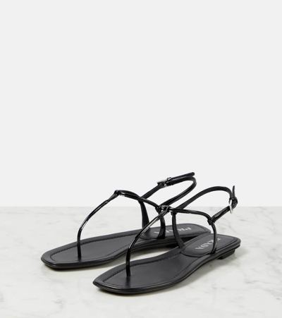 Prada Patent Leather Thong Sandals In Black