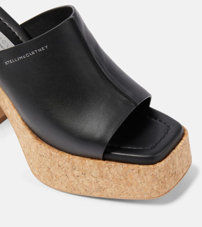 Stella Mccartney Eco-friendly Square Open Toe Cork Platform Heels In Black