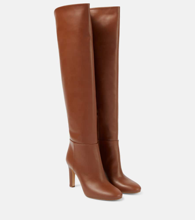 Shop Gabriela Hearst Linda Leather Over-the-knee Boots In Braun