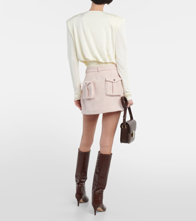 The Mannei Wjosa Wool, Silk, And Linen Miniskirt In Pink
