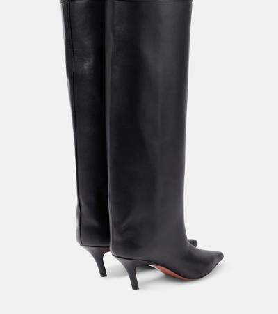 Shop Amina Muaddi Fiona 60 Leather Over-the-knee Boots In Black