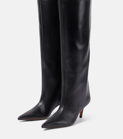 Amina Muaddi Fiona 60 Leather Over-the-knee Boots In Black