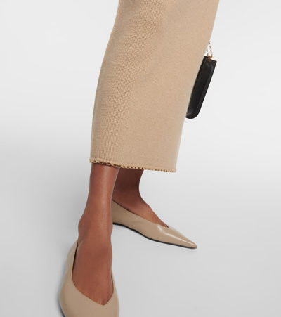 Shop Totême Wool And Cashmere-blend Midi Skirt In Brown