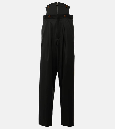 Shop Vivienne Westwood Corset Wool Tapered Pants In Black