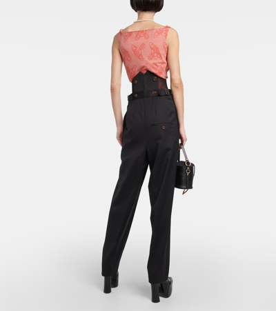 Shop Vivienne Westwood Corset Wool Tapered Pants In Black