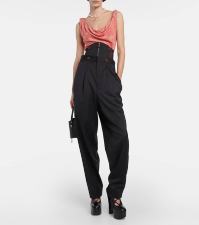 Shop Vivienne Westwood Corset Wool Tapered Pants In Black