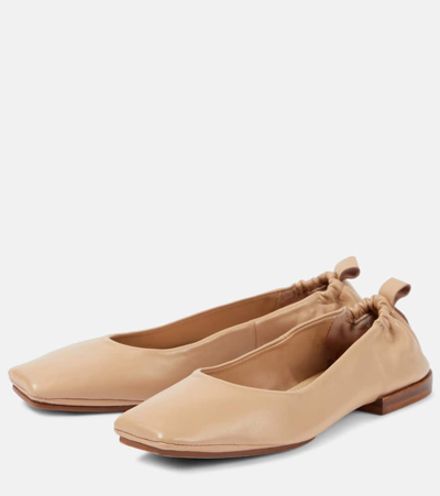 Shop Souliers Martinez Montjuic Leather Ballet Flats In Pink