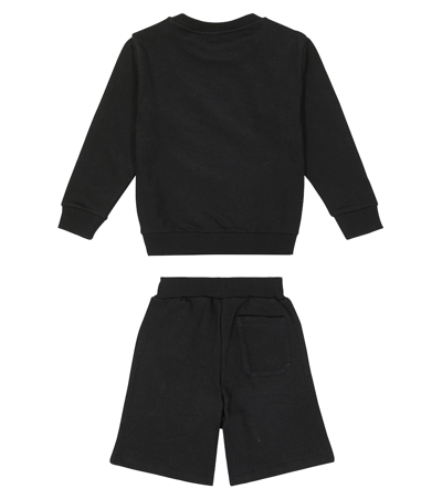 Shop Balmain Cotton Fleece Sweatshirt And Shorts Set In White