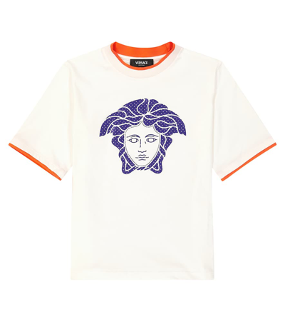 Shop Versace Printed Cotton Jersey T-shirt In White