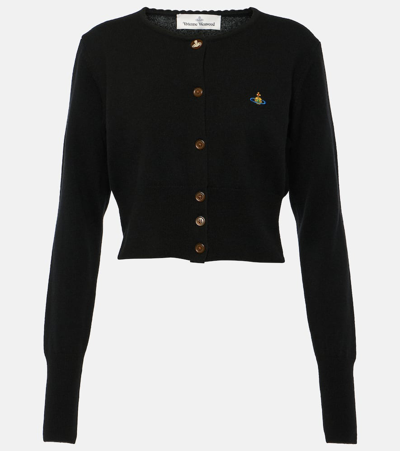 Shop Vivienne Westwood Orb Wool And Cashmere Cardigan In Black