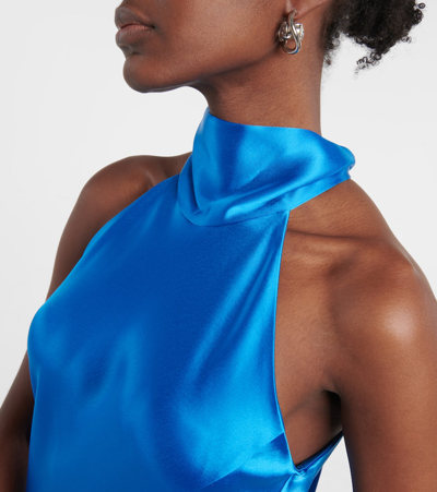 Galvan Siena Halterneck Midi Dress In Blue
