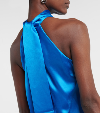 Galvan Siena Halterneck Midi Dress In Blue