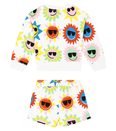 Shop Stella Mccartney Printed Cotton Fleece Sweatshirt And Shorts Set In Multicoloured