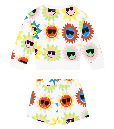 Stella Mccartney Printed Cotton Fleece Sweatshirt And Shorts Set In Multicoloured