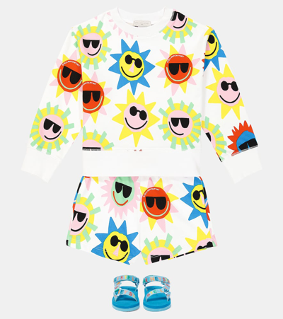 Stella Mccartney Printed Cotton Fleece Sweatshirt And Shorts Set In Multicoloured