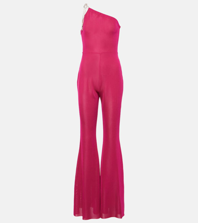 Shop Alexandre Vauthier One-shoulder Flared Jumpsuit In Pink