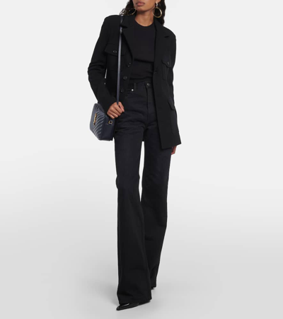 Shop Saint Laurent Wool-blend Blazer In Black